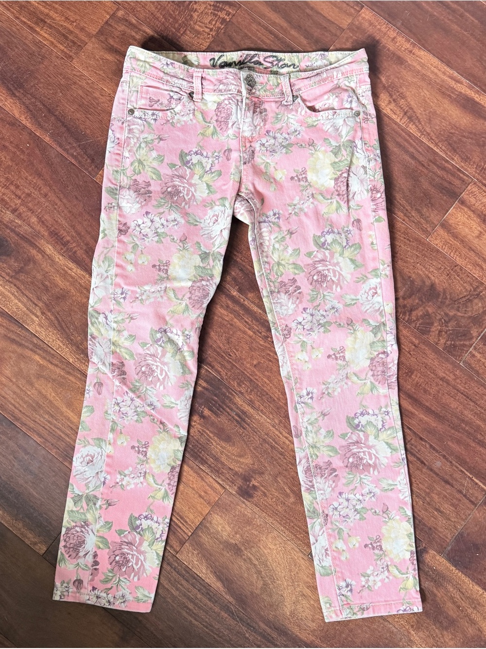 Vanilla Star Pink Floral Skinny Jeans